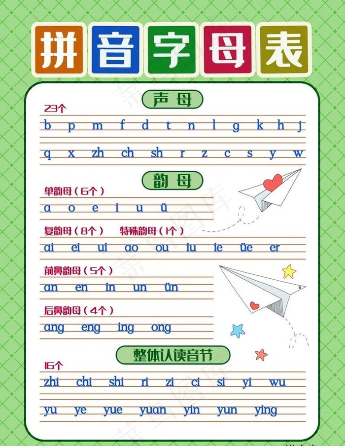 学前教育拼音表图片