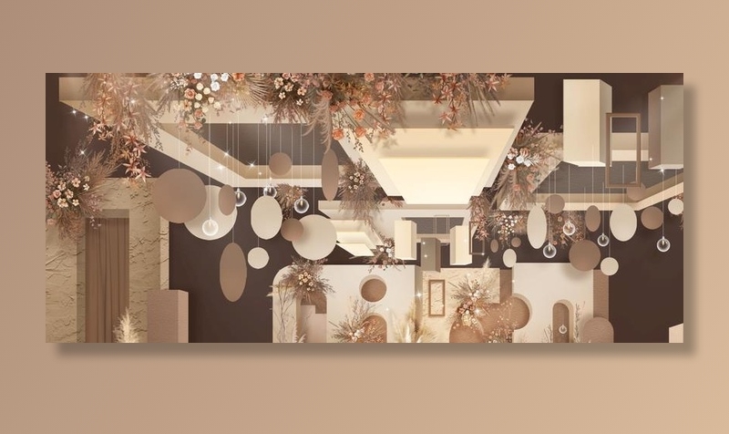 香槟色婚礼主舞台图片