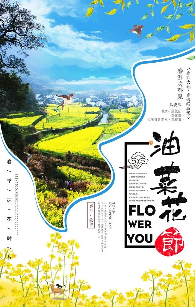 醉美油菜花旅游海报设计图片(3543x5315)psd模版下载
