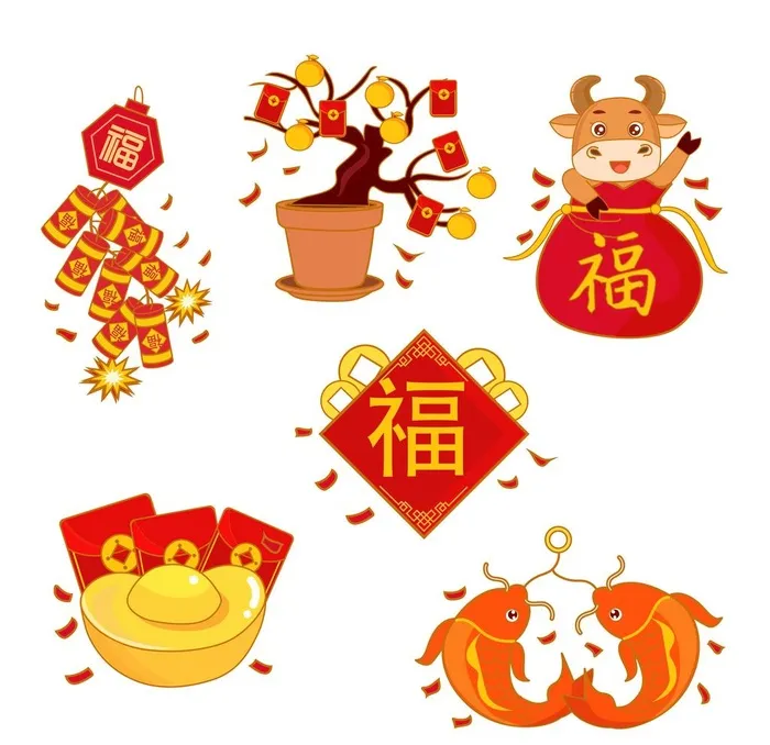 新年春节过年元旦图标贴纸图片