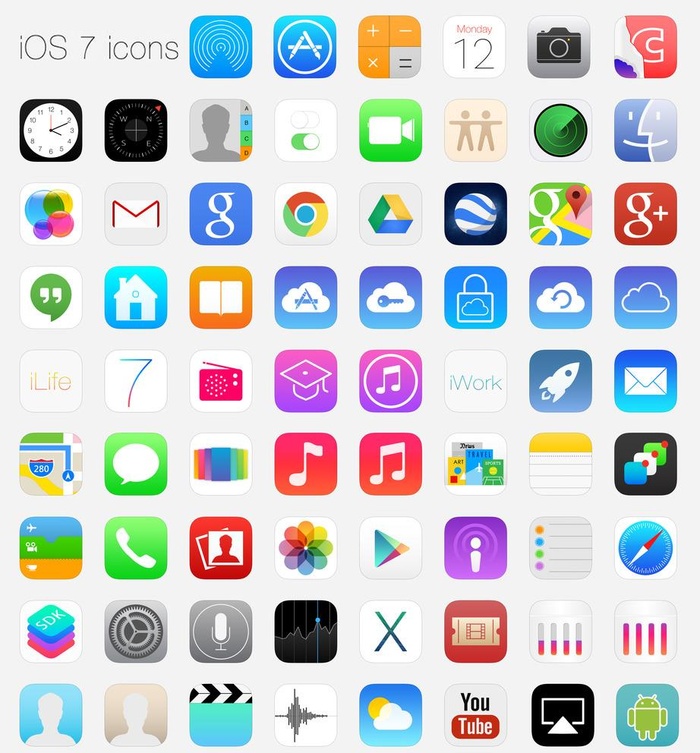 ios7图标图片(5000x5554)psd模版下载