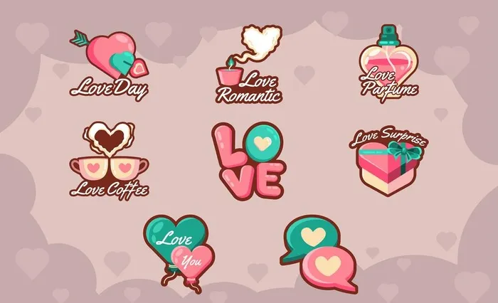 情人节图标图片eps,ai矢量模版下载