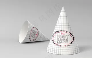 黑白方格圆锥体纸盒模型素材图片