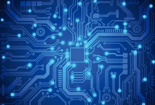 蓝色渐变芯片电路科技感背景素材图片