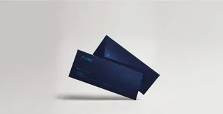 高级深蓝特种纸信封VI包装样机图片