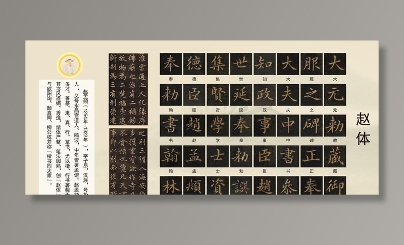 学校书法文化赵孟頫展板图片