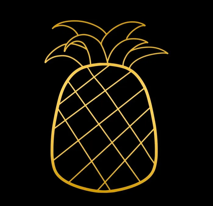 金色菠萝线稿图片psd模版下载