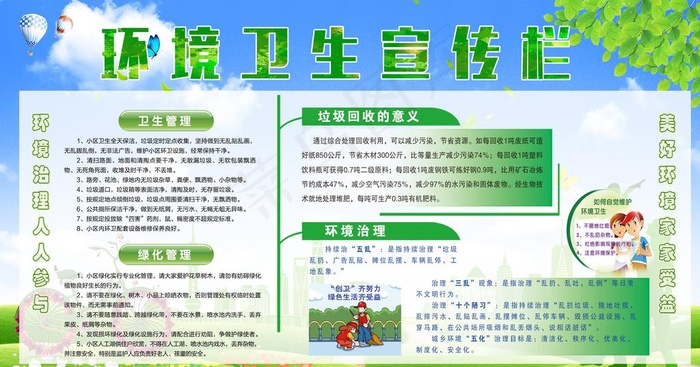 环境卫生宣传栏图片psd模版下载
