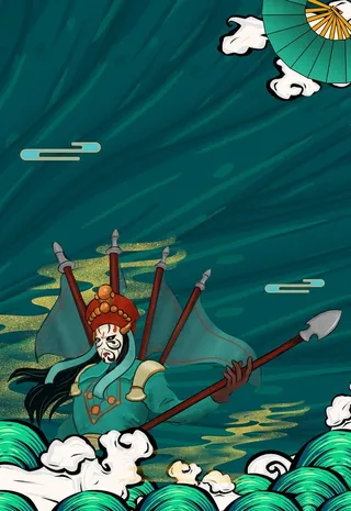 手绘国潮风背景中式海报图片