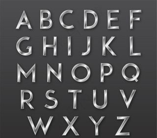 银色金属质感字母矢量图图片