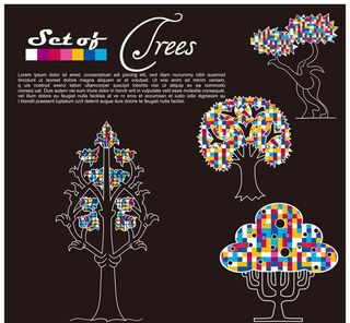 时尚花纹树木矢量素材图片