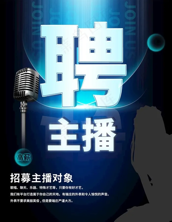 招聘主播海报图片psd模版下载