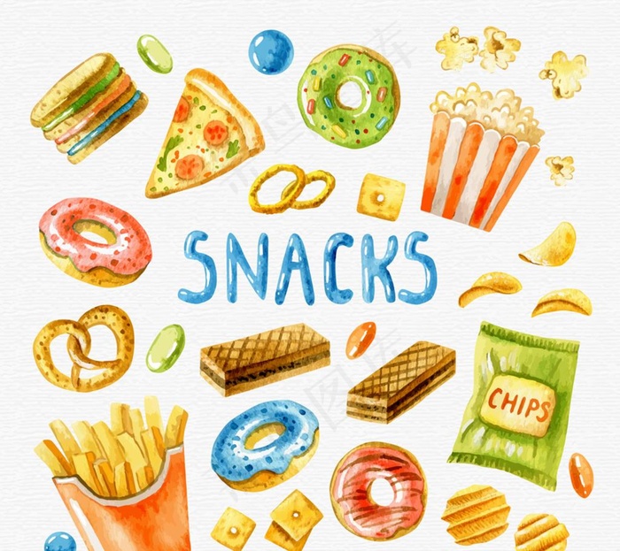 28款彩绘零食矢量素材图片