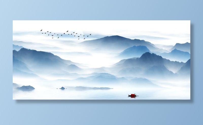 新中式山水背景图片