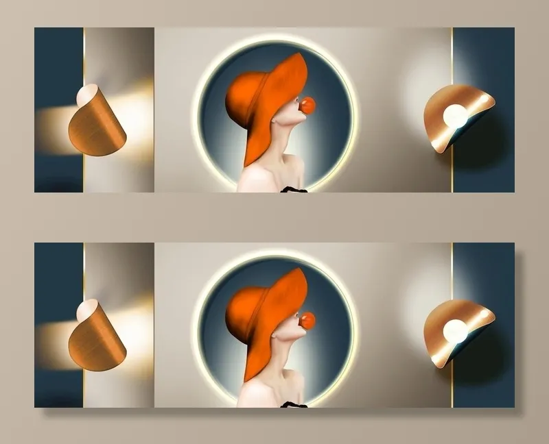抽象美女几何装饰画图片(12598x4724)psd模版下载