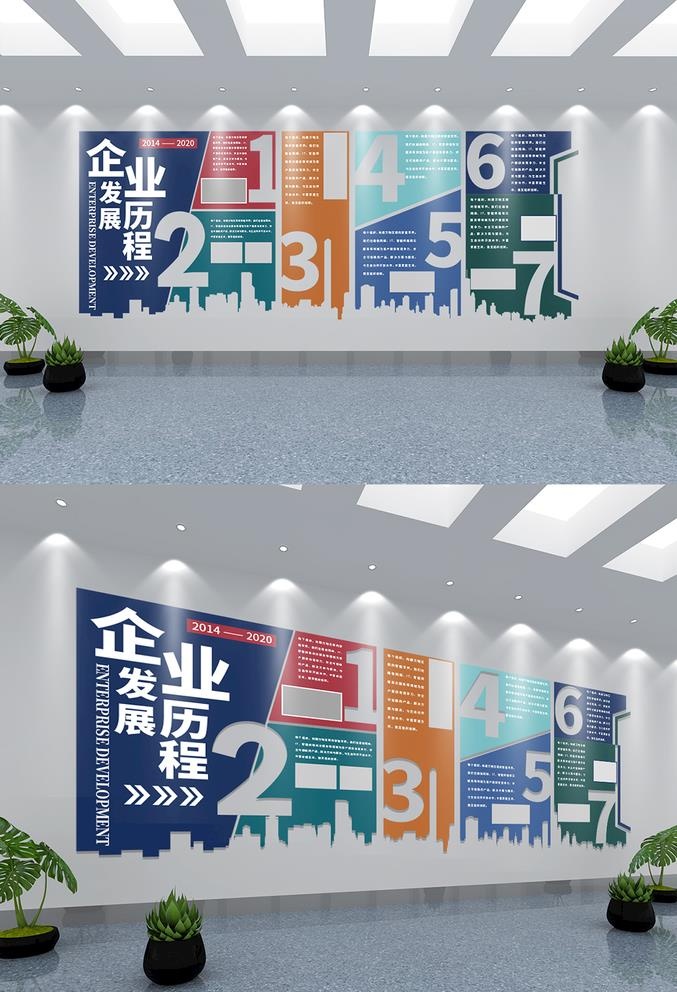 公司企业发展历程文化墙图片ai矢量模版下载
