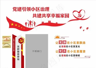 党建引领 小区治理 社区文化墙图片