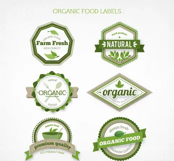 6款绿色有机食物标签矢量图图片 6款绿色有机食物标签矢量图图片
