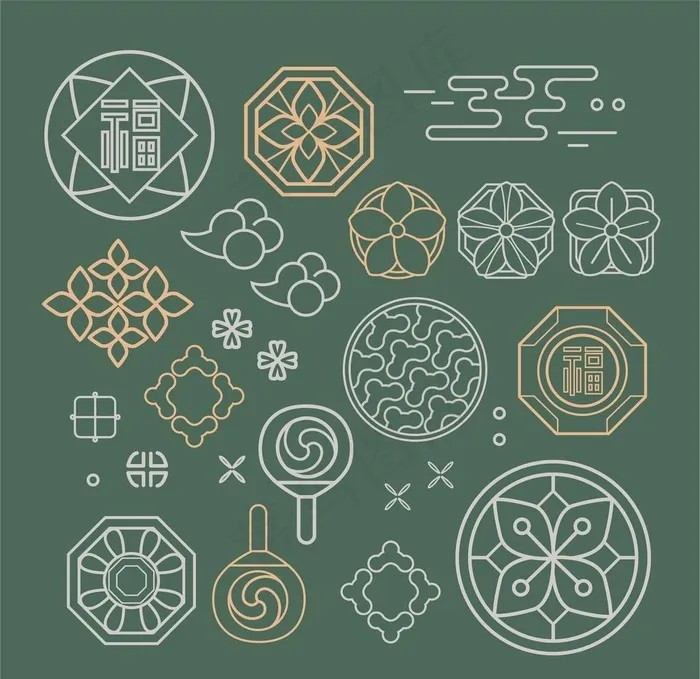 中国风元素图片ai矢量模版下载