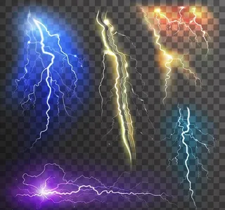 逼真闪电矢量图片