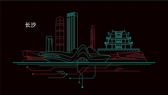长沙标志建筑地铁线条图片ai矢量模版下载