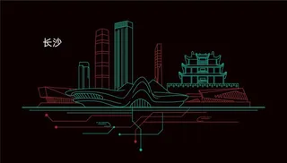 长沙标志建筑地铁线条图片