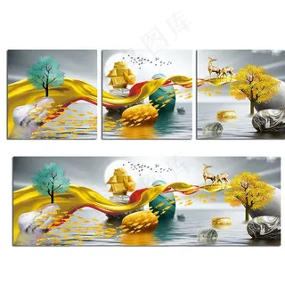 装饰画 无框画 发财鹿图片