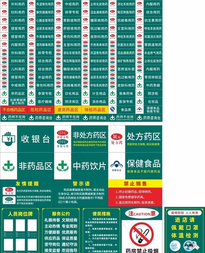药店药品分类牌图片cdr矢量模版下载