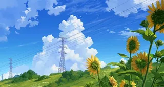 向日葵风景漫画壁纸素材图片