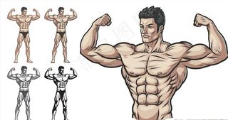 肌肉男插画图片