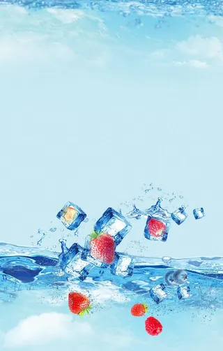 海水冰凉水果冰冻夏季水流背景图片