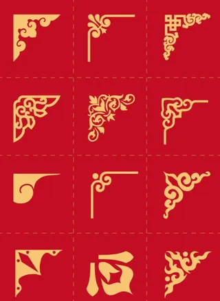 中式花纹边框角花图案图片