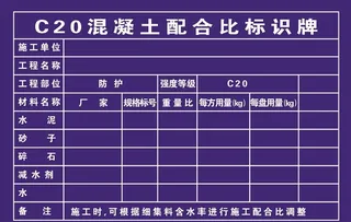 混凝土配合比标识牌图片