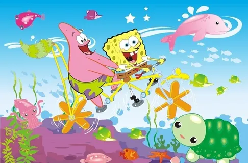 海绵宝宝骑车图片