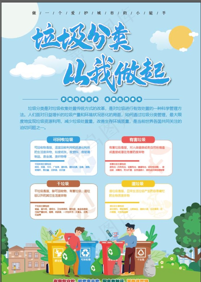 垃圾分类图片ai矢量模版下载
