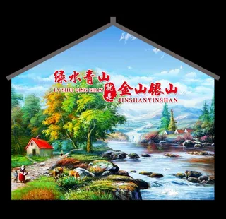 三角手绘文化墙墙绘素材 图片