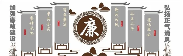 廉政清廉文化墙图片cdr矢量模版下载
