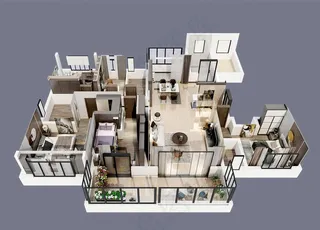 鸟瞰室内图图片