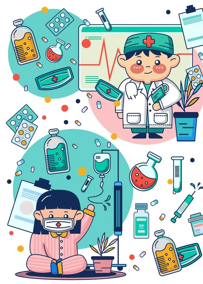 儿童医疗素材图片ai矢量模版下载