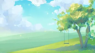 梦幻郊外清新插画卡通背景图片