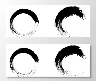 水墨圆圈笔触笔划中国风毛笔圆环图片