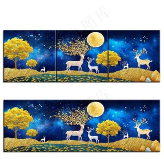 发财鹿装饰画图片