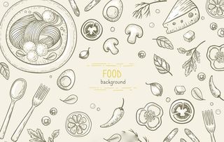 手绘餐饮食材背景底纹图片