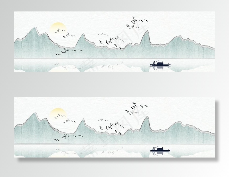 中式山水背景墙图片