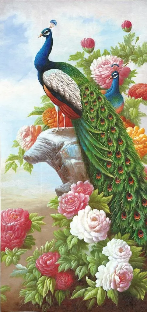 孔雀油画图片