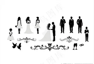 新郎新娘剪影图片