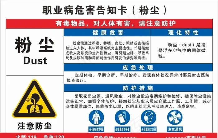职业病危害告知卡粉尘图片cdr矢量模版下载