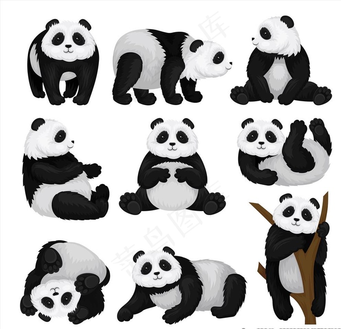 卡通大熊猫图片ai矢量模版下载