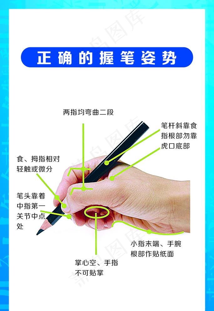 正确握笔姿势图片eps,ai矢量模版下载
