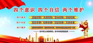 四个意识到四个自信两个维护图片